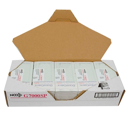 National Checking 3.4"x6.75" 2 Part Carbonless Green 14 Line Guest Check 50 Checks, PK50 G7000SP